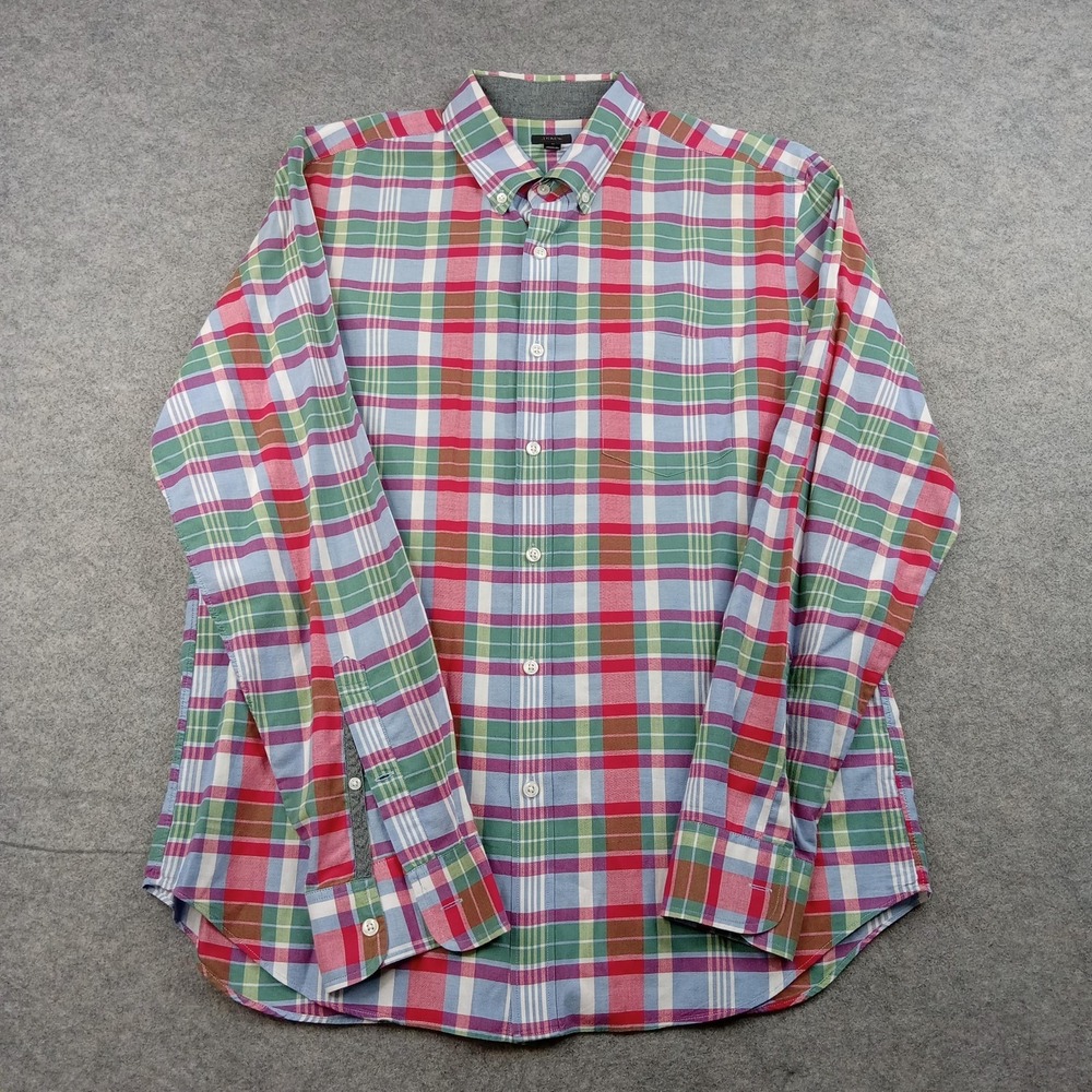 J Crew Shirt Mens Large Multicolor Plaid Button Down Long Sleeve Cotton Casual